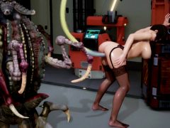 Big ass fucked by tentacle